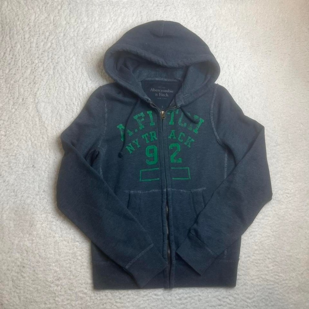 Vintage Y2K Abercrombie & fitch‎ men's blue green full zip hoodie skater S